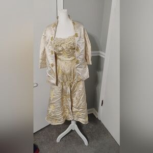 Vintage 1950s 1960s Hand Tailored Strapless Gown And Jacket Set